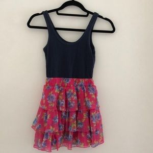 Abercrombie dress, navy and pink floral skirt